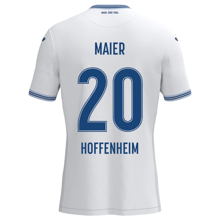 Uomo Maglia Leonie Maier #20 Bianco Blu Kit Gara Away 2024/25 Maglietta