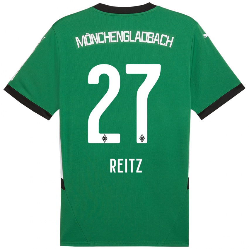 Uomo Maglia Rocco Reitz #27 Verde Bianco Kit Gara Away 2024/25 Maglietta