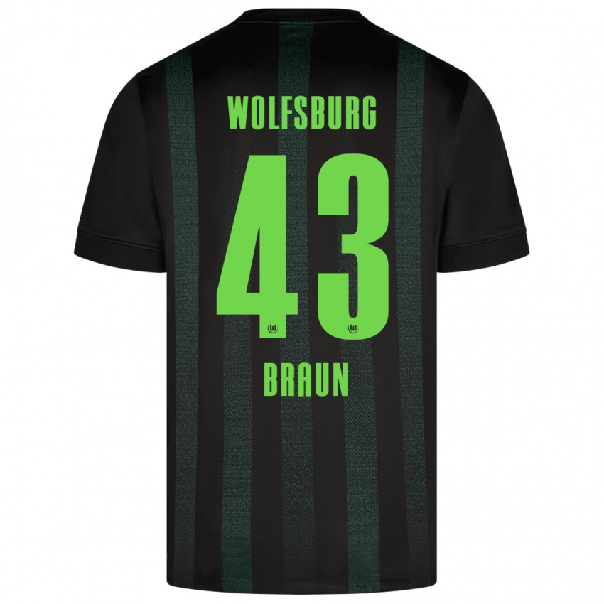 Uomo Maglia Manuel Braun #43 Verde Scuro Kit Gara Away 2024/25 Maglietta