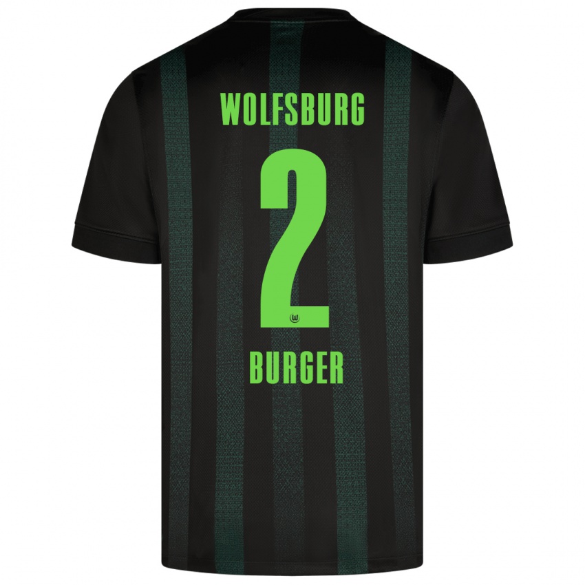 Uomo Maglia Jan Bürger #2 Verde Scuro Kit Gara Away 2024/25 Maglietta