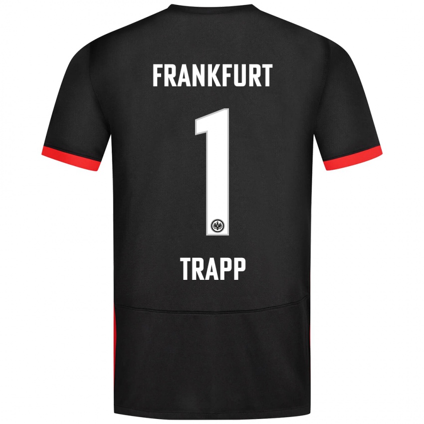 Uomo Maglia Kevin Trapp #1 Nero Kit Gara Away 2024/25 Maglietta