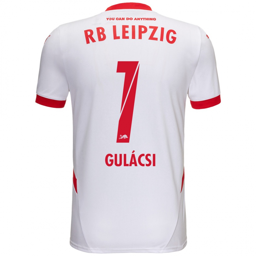 Donna Maglia Peter Gulacsi #1 Bianco Rosso Kit Gara Home 2024/25 Maglietta