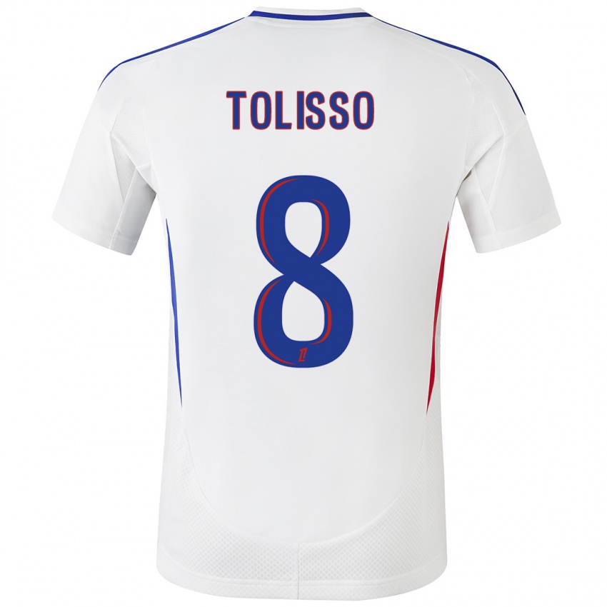 Donna Maglia Corentin Tolisso #8 Bianco Blu Kit Gara Home 2024/25 Maglietta