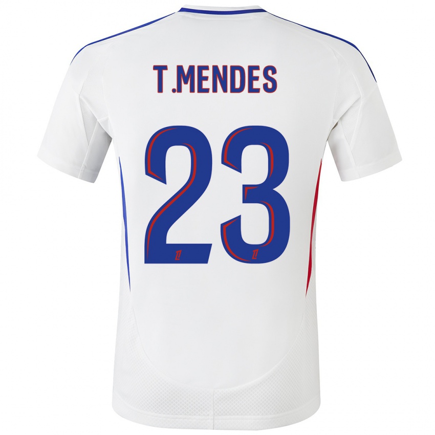 Donna Maglia Thiago Mendes #23 Bianco Blu Kit Gara Home 2024/25 Maglietta