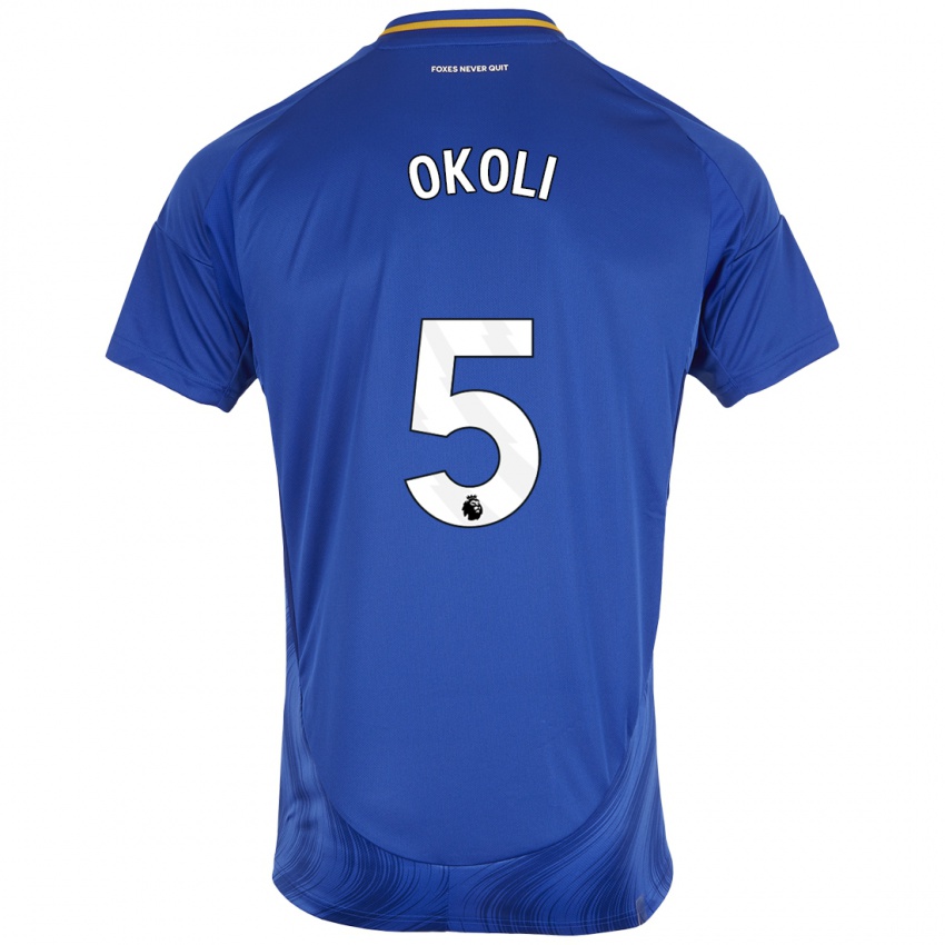 Donna Maglia Caleb Okoli #5 Blu Bianco Kit Gara Home 2024/25 Maglietta