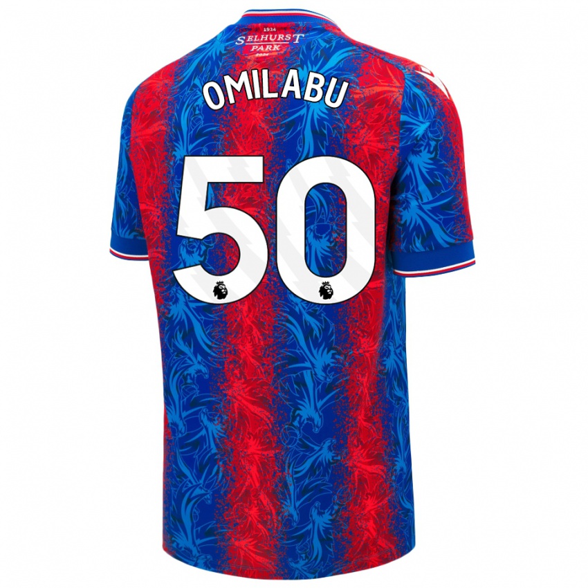 Donna Maglia David Omilabu #50 Strisce Rosso Blu Kit Gara Home 2024/25 Maglietta