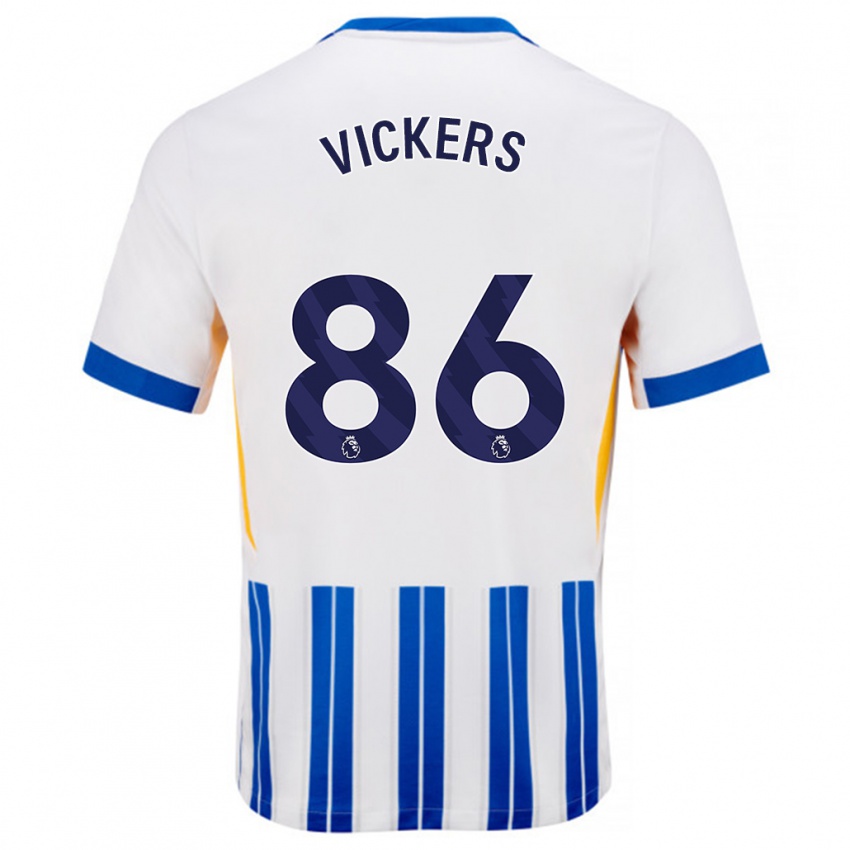 Donna Maglia Jacob Vickers #86 Bianco Blu A Righe Kit Gara Home 2024/25 Maglietta