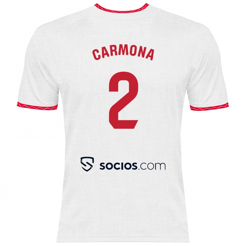 Donna Maglia José Ángel Carmona #2 Bianco Rosso Kit Gara Home 2024/25 Maglietta