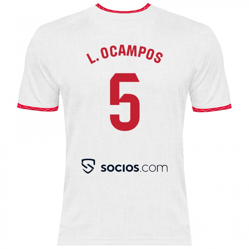 Donna Maglia Lucas Ocampos #5 Bianco Rosso Kit Gara Home 2024/25 Maglietta