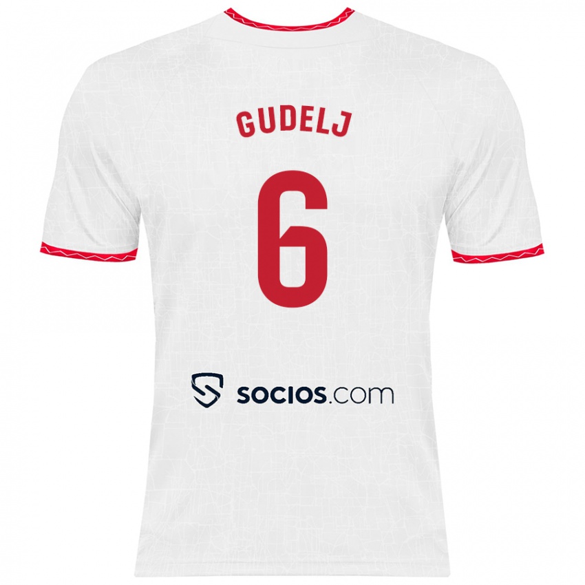 Donna Maglia Nemanja Gudelj #6 Bianco Rosso Kit Gara Home 2024/25 Maglietta