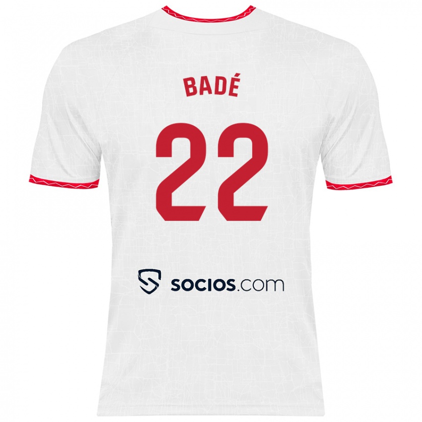 Donna Maglia Loic Bade #22 Bianco Rosso Kit Gara Home 2024/25 Maglietta