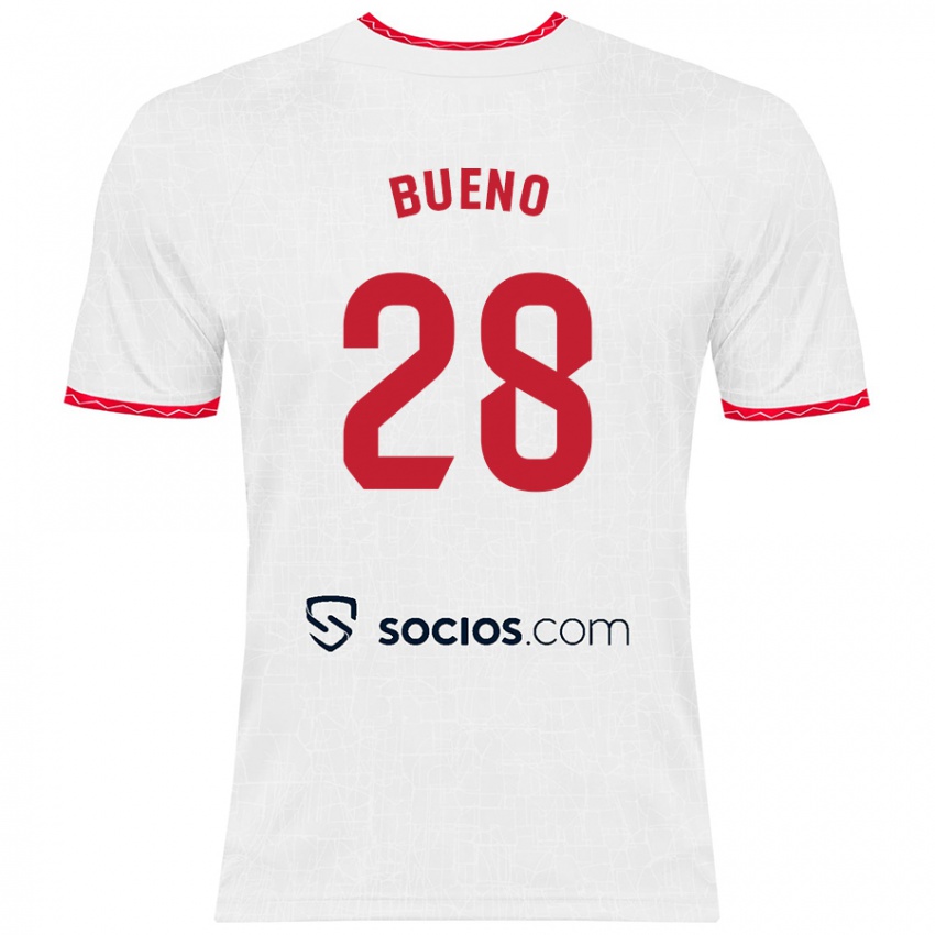 Donna Maglia Manu Bueno #28 Bianco Rosso Kit Gara Home 2024/25 Maglietta