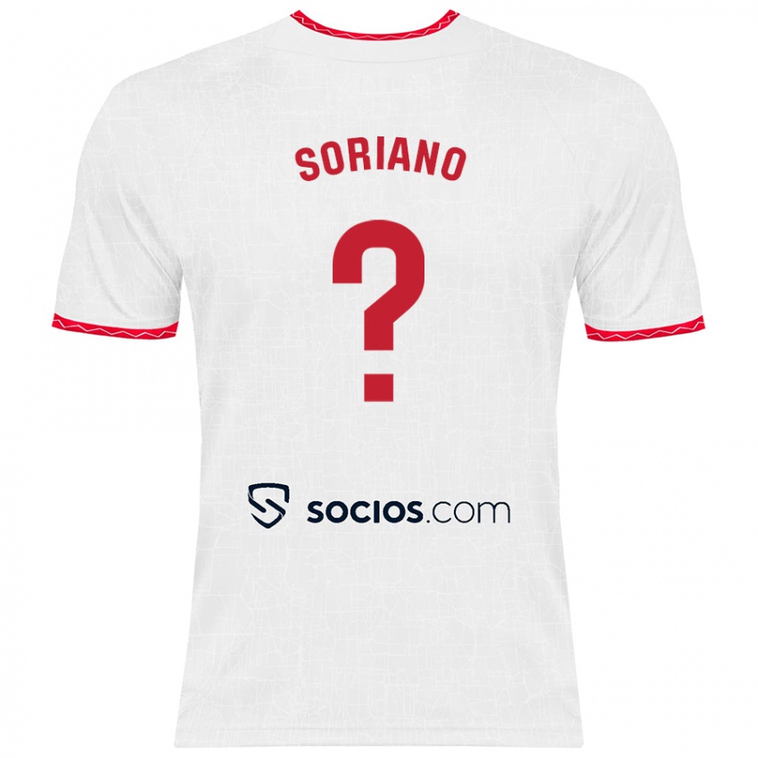 Donna Maglia Antonio Soriano #0 Bianco Rosso Kit Gara Home 2024/25 Maglietta