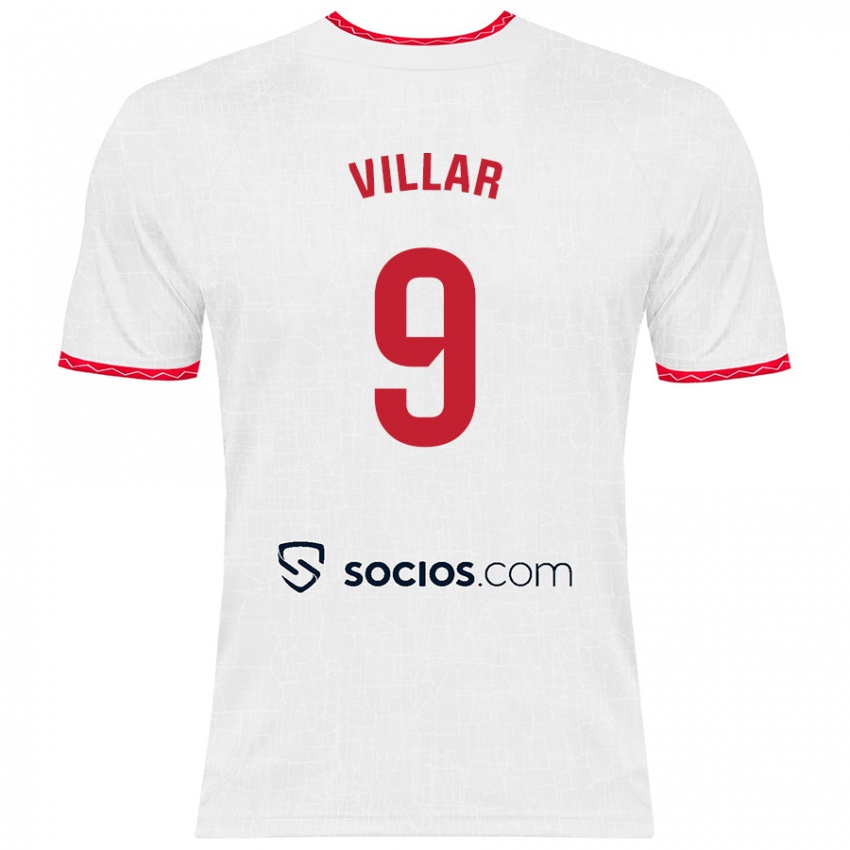 Donna Maglia Iker Villar #9 Bianco Rosso Kit Gara Home 2024/25 Maglietta