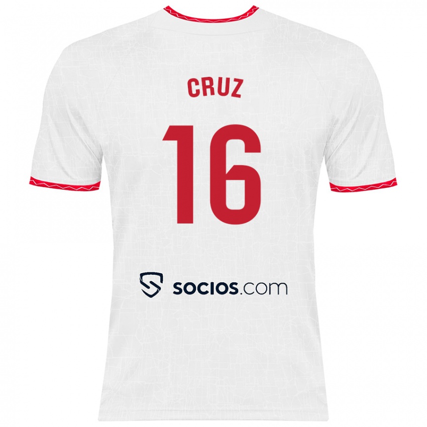 Donna Maglia Jesús Cruz #16 Bianco Rosso Kit Gara Home 2024/25 Maglietta