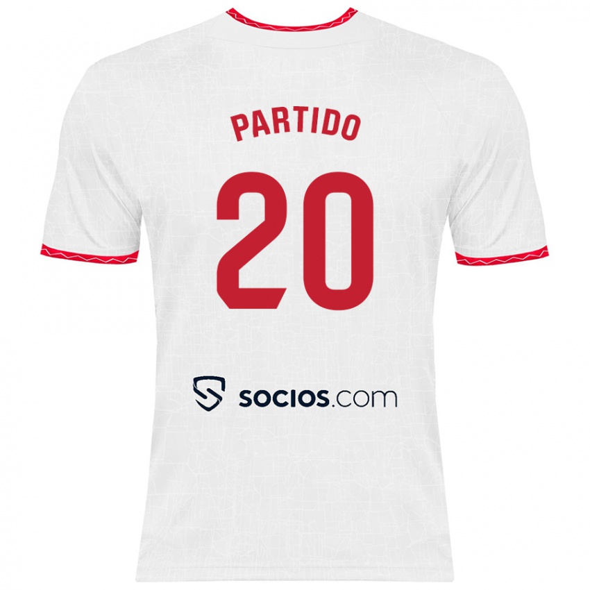 Donna Maglia Paula Partido #20 Bianco Rosso Kit Gara Home 2024/25 Maglietta