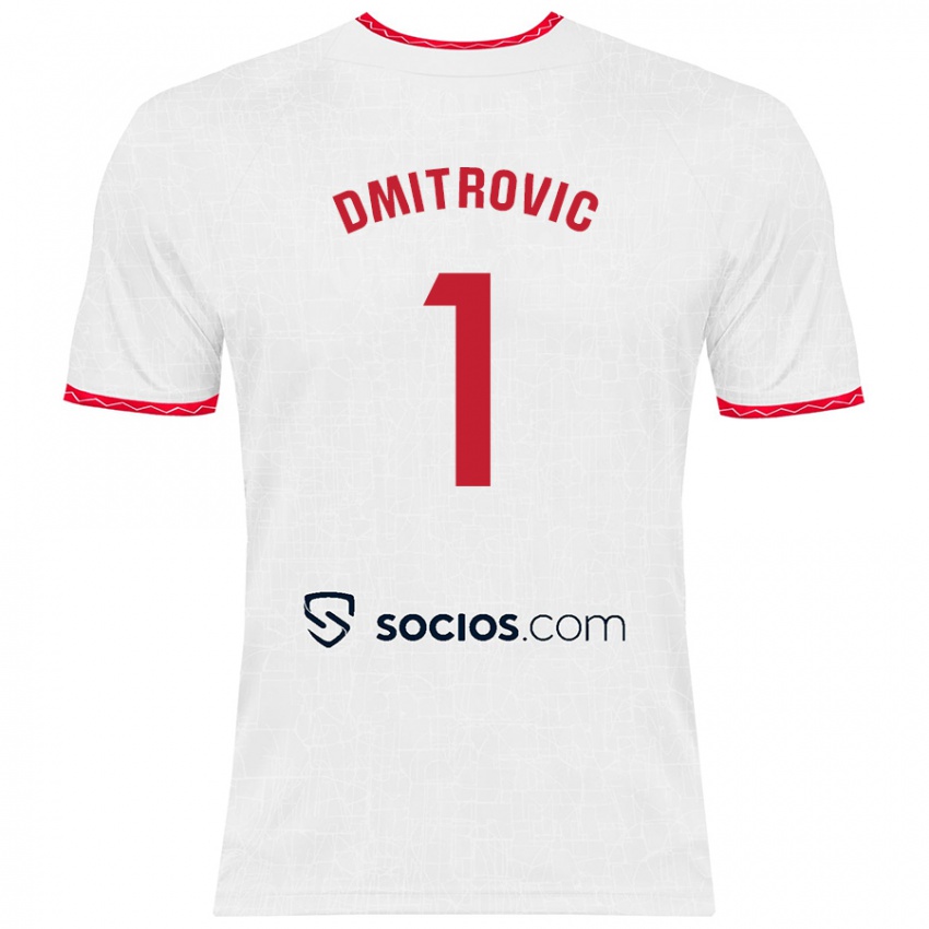 Donna Maglia Marko Dmitrovic #1 Bianco Rosso Kit Gara Home 2024/25 Maglietta