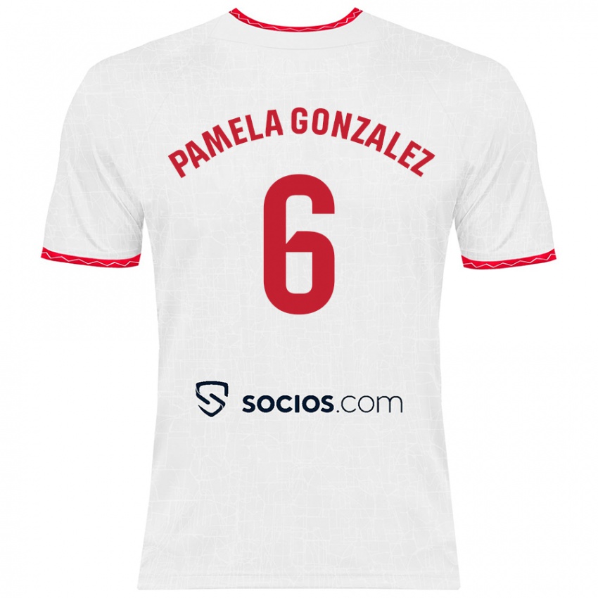 Donna Maglia Cinthia Pamela González Medina #6 Bianco Rosso Kit Gara Home 2024/25 Maglietta