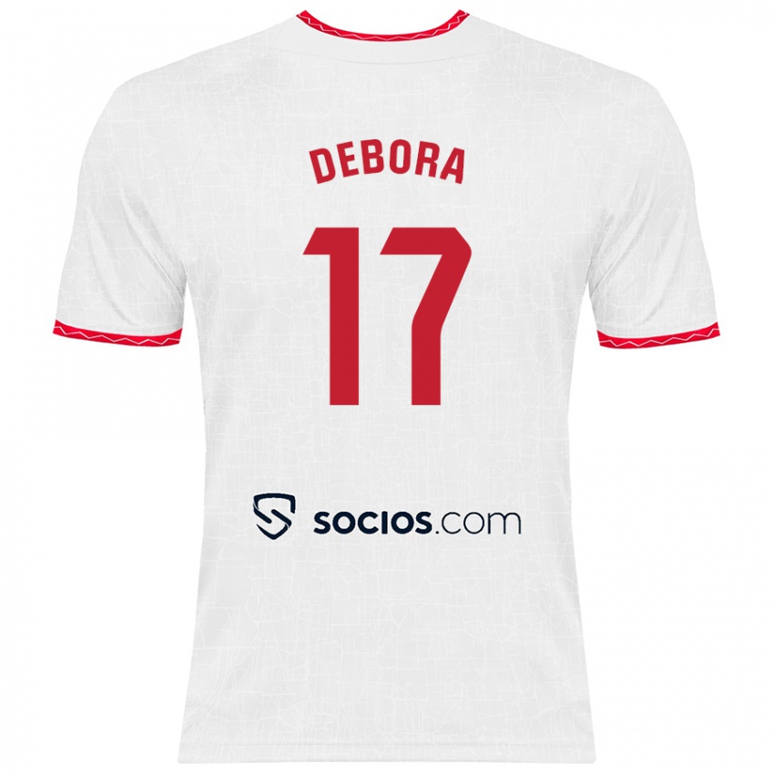 Donna Maglia Débora García Mateo #17 Bianco Rosso Kit Gara Home 2024/25 Maglietta