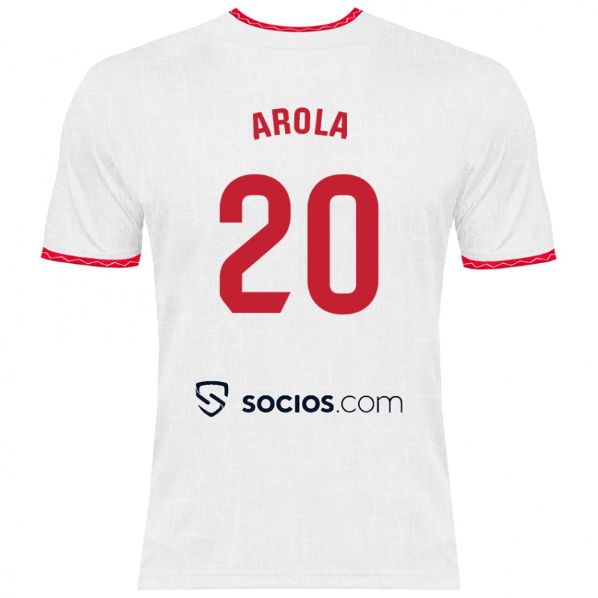 Donna Maglia Arola Aparicio Gili #20 Bianco Rosso Kit Gara Home 2024/25 Maglietta