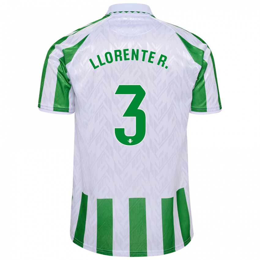 Donna Maglia Diego Llorente #3 Verde Bianco A Righe Kit Gara Home 2024/25 Maglietta