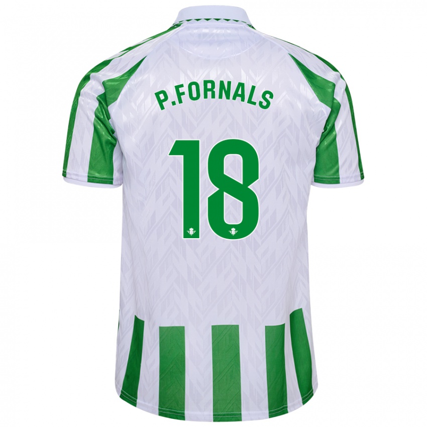 Donna Maglia Pablo Fornals #18 Verde Bianco A Righe Kit Gara Home 2024/25 Maglietta