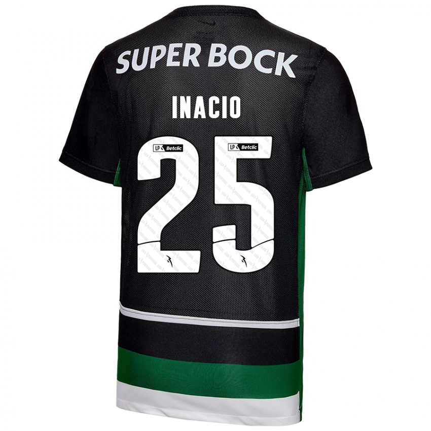 Donna Maglia Goncalo Inacio #25 Nero Bianco Verde Kit Gara Home 2024/25 Maglietta