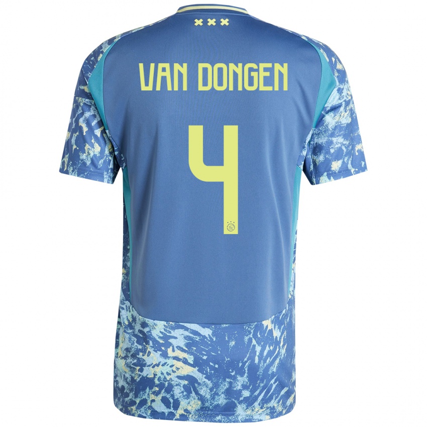 Donna Maglia Bram Van Dongen #4 Grigio Blu Giallo Kit Gara Away 2024/25 Maglietta