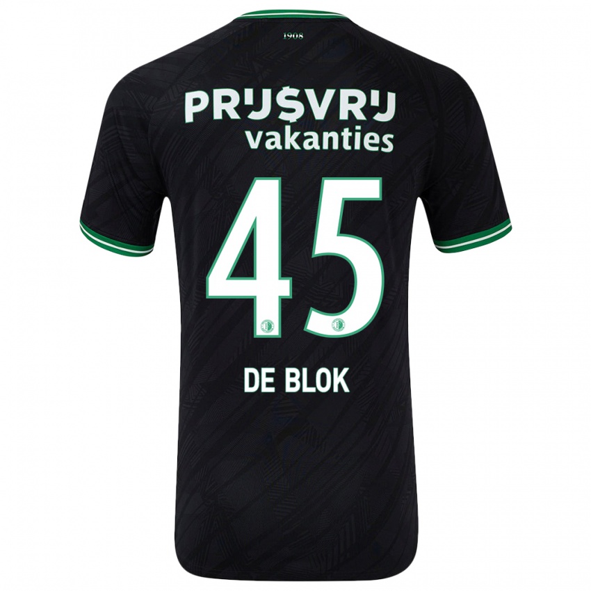 Donna Maglia Lars De Blok #45 Nero Verde Kit Gara Away 2024/25 Maglietta