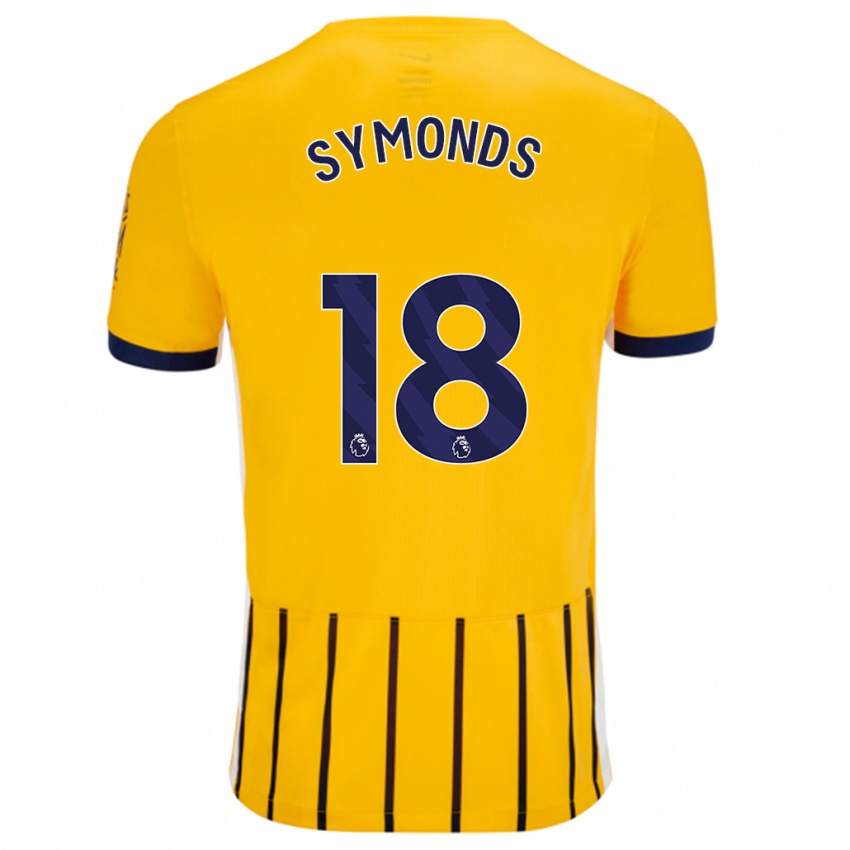 Donna Maglia Maisie Symonds #18 Oro Blu A Righe Sottili Kit Gara Away 2024/25 Maglietta