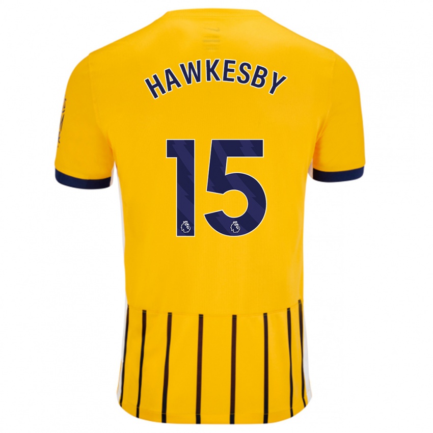 Donna Maglia Mackenzie Hawkesby #15 Oro Blu A Righe Sottili Kit Gara Away 2024/25 Maglietta