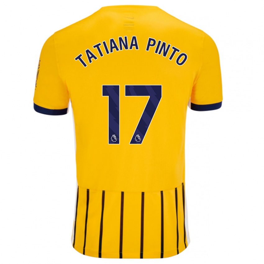 Donna Maglia Tatiana Vanessa Ferreira Pinto #17 Oro Blu A Righe Sottili Kit Gara Away 2024/25 Maglietta