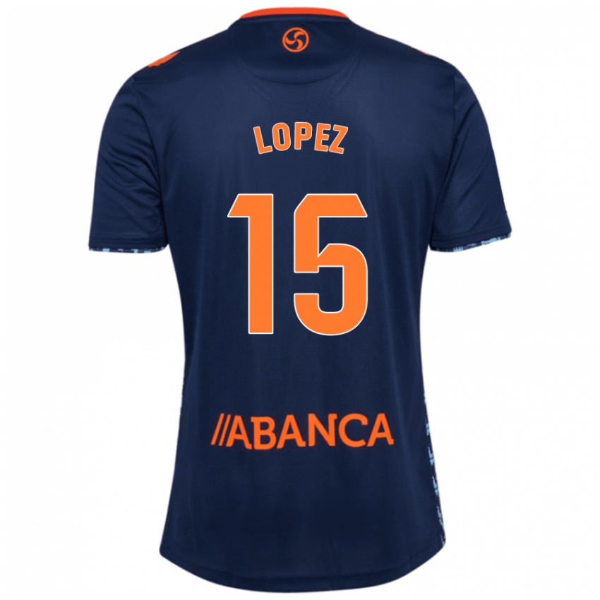 Donna Maglia Fer López #15 Blu Navy Kit Gara Away 2024/25 Maglietta