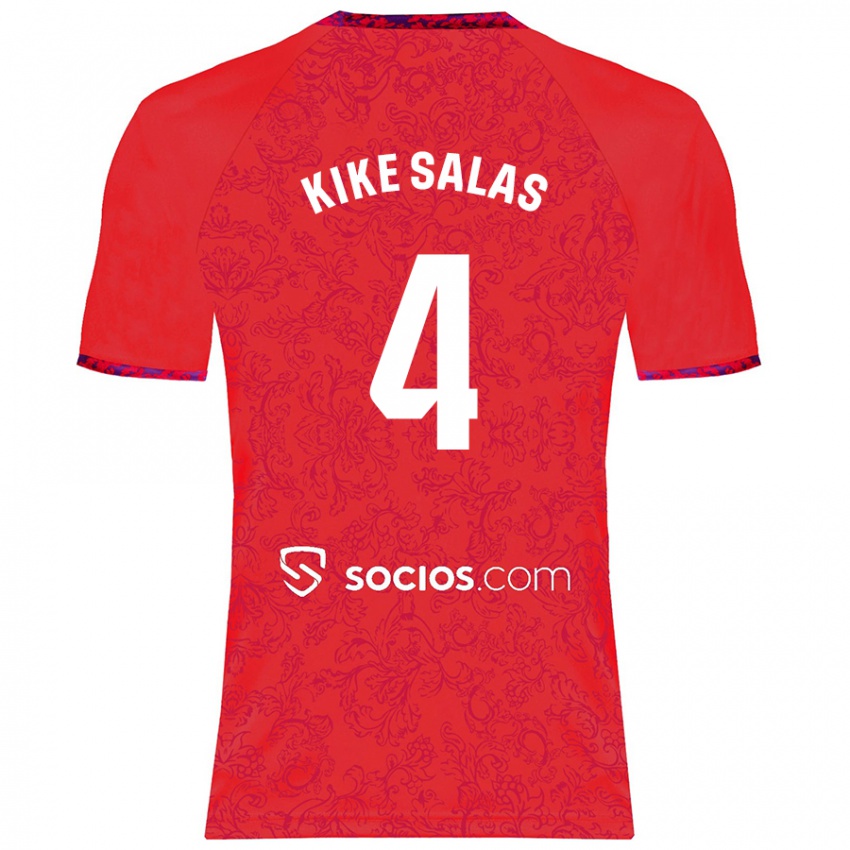 Donna Maglia Kike Salas #4 Rosso Kit Gara Away 2024/25 Maglietta