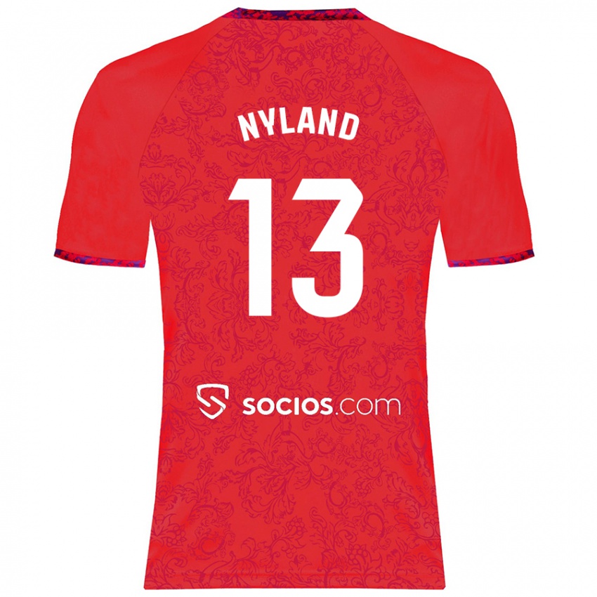 Donna Maglia Ørjan Nyland #13 Rosso Kit Gara Away 2024/25 Maglietta