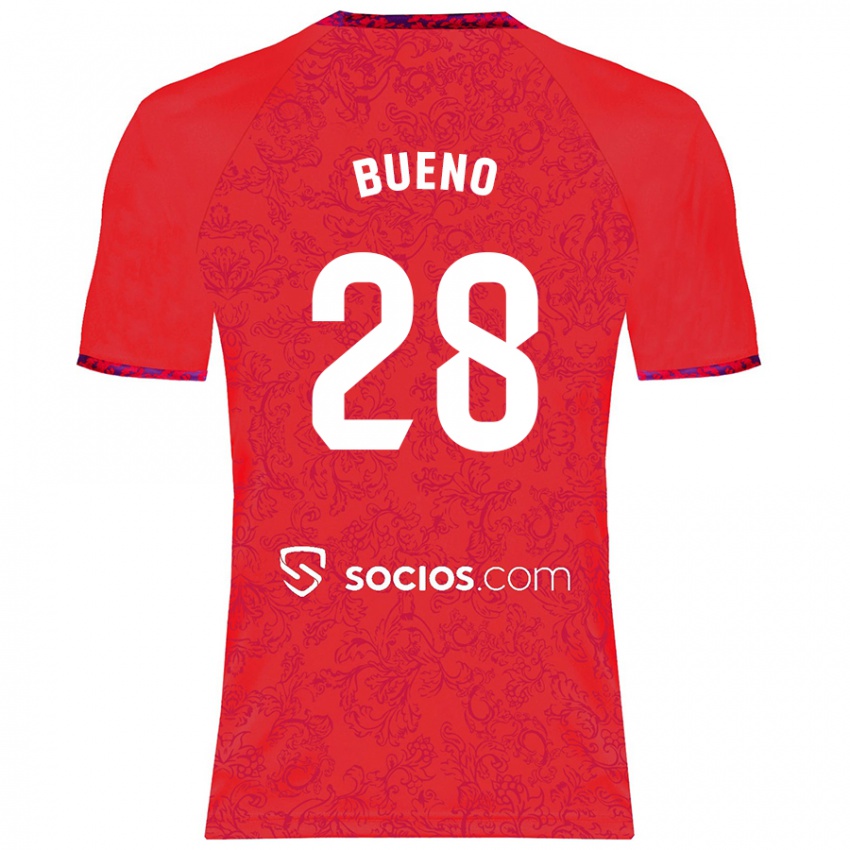 Donna Maglia Manu Bueno #28 Rosso Kit Gara Away 2024/25 Maglietta