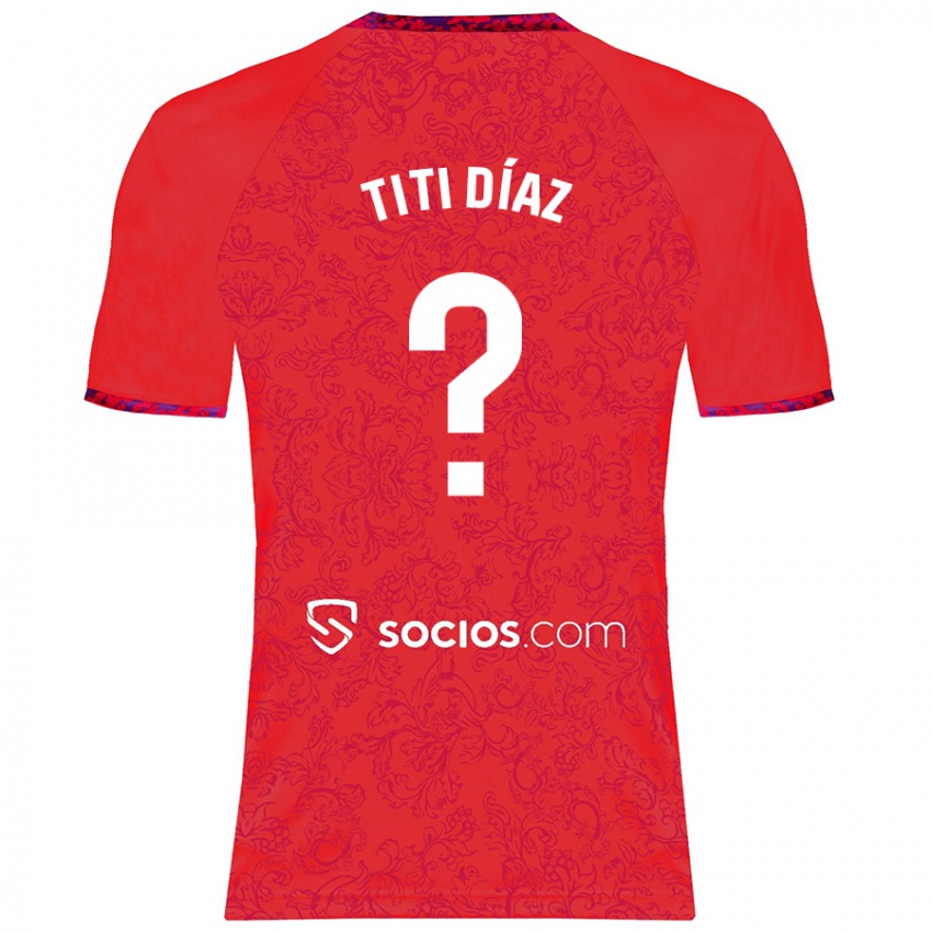 Donna Maglia Titi Díaz #0 Rosso Kit Gara Away 2024/25 Maglietta