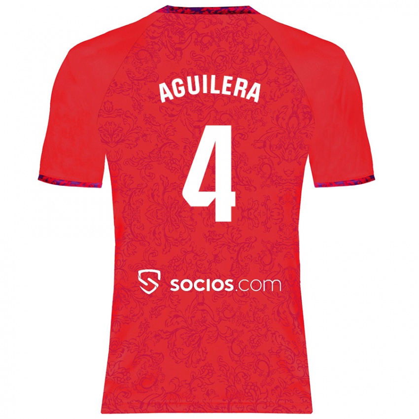 Donna Maglia Juanan Aguilera #4 Rosso Kit Gara Away 2024/25 Maglietta