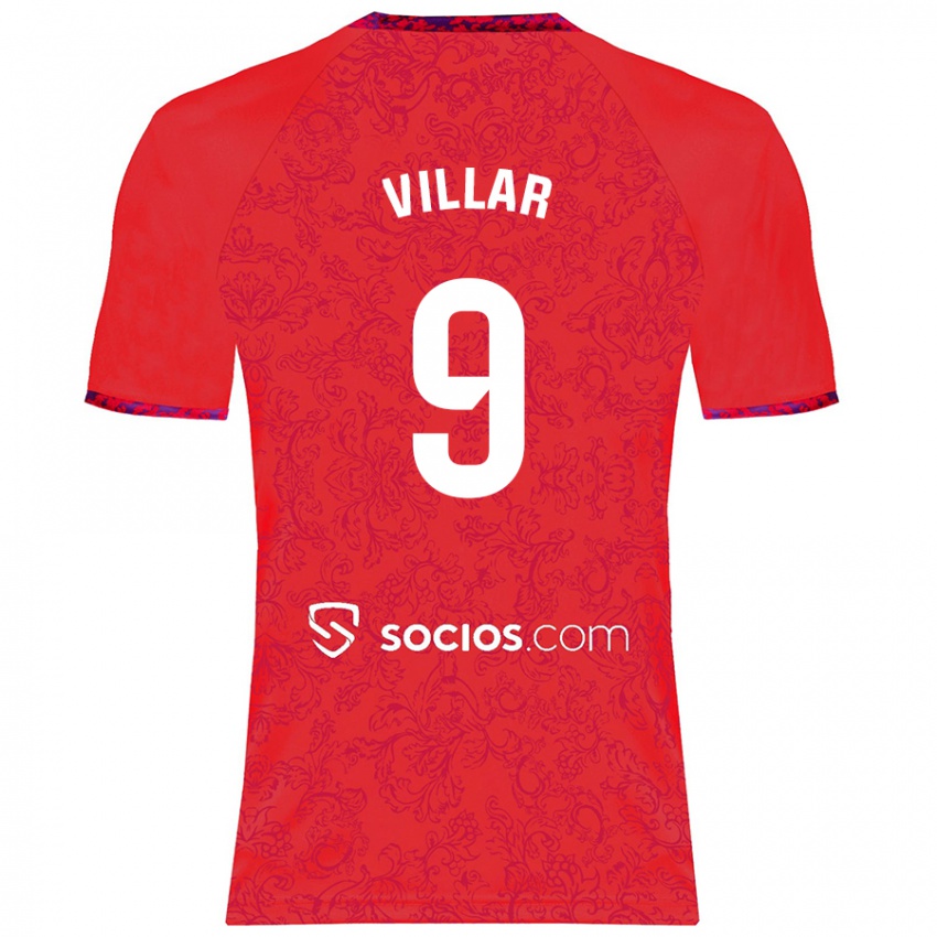 Donna Maglia Iker Villar #9 Rosso Kit Gara Away 2024/25 Maglietta