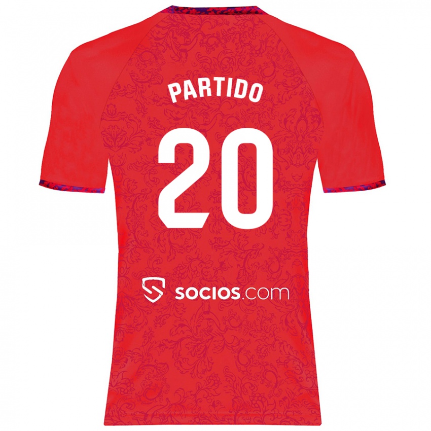 Donna Maglia Paula Partido #20 Rosso Kit Gara Away 2024/25 Maglietta