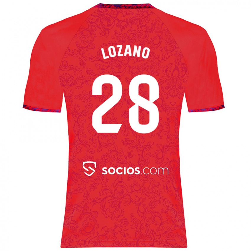 Donna Maglia Elena Lozano #28 Rosso Kit Gara Away 2024/25 Maglietta