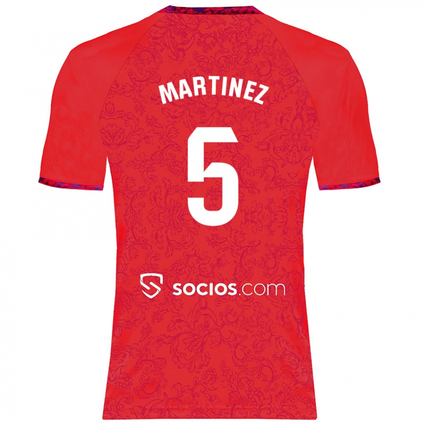 Donna Maglia Sergio Martínez #5 Rosso Kit Gara Away 2024/25 Maglietta