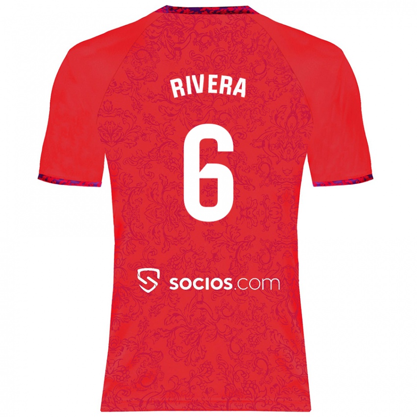 Donna Maglia Pablo Rivera #6 Rosso Kit Gara Away 2024/25 Maglietta