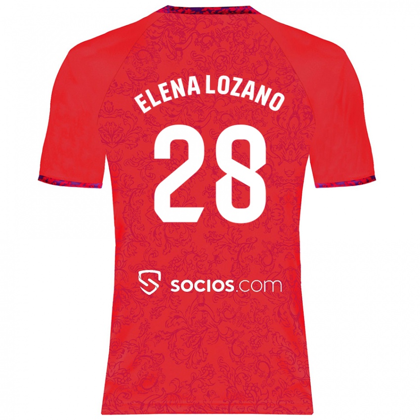 Donna Maglia Elena Lozano Gallego #28 Rosso Kit Gara Away 2024/25 Maglietta