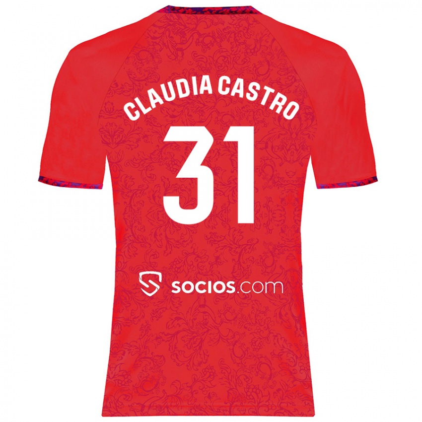 Donna Maglia Claudia Castro Romero #31 Rosso Kit Gara Away 2024/25 Maglietta