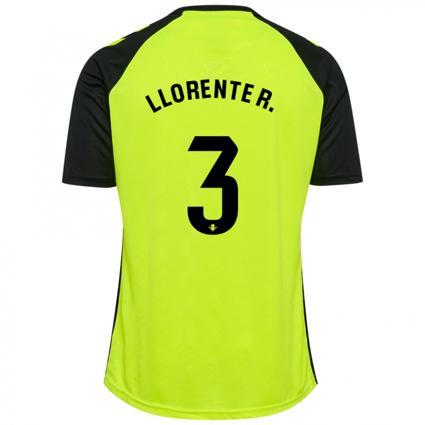 Donna Maglia Diego Llorente #3 Giallo Fluorescente Nero Kit Gara Away 2024/25 Maglietta