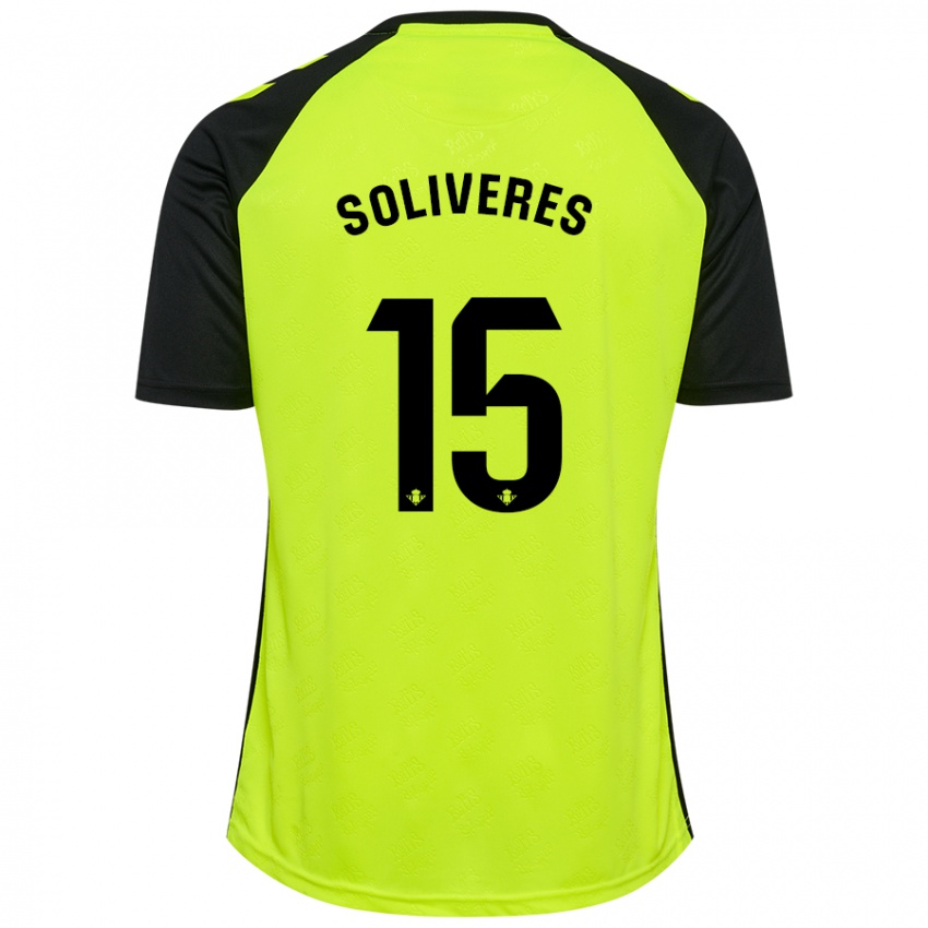 Donna Maglia Gema Soliveres #15 Giallo Fluorescente Nero Kit Gara Away 2024/25 Maglietta