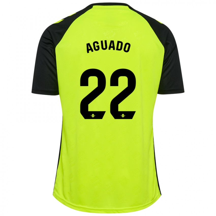 Donna Maglia Julia Aguado Fernández #22 Giallo Fluorescente Nero Kit Gara Away 2024/25 Maglietta