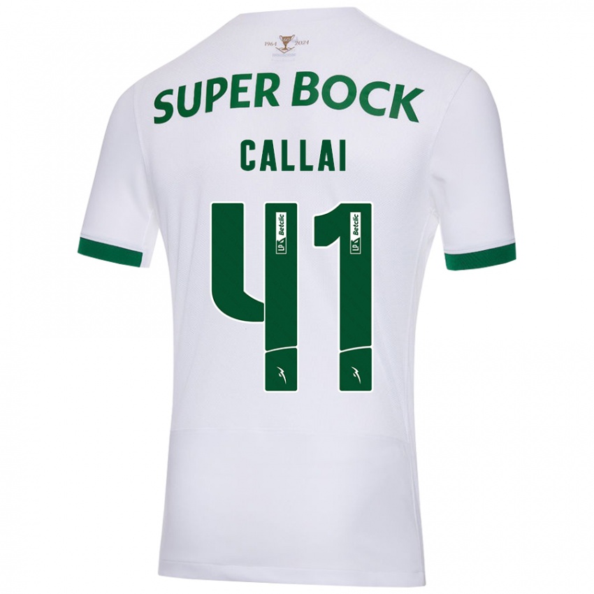 Donna Maglia Diego Callai #41 Bianco Verde Kit Gara Away 2024/25 Maglietta