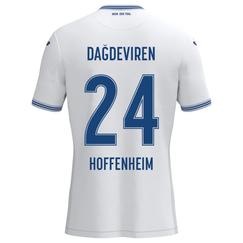 Donna Maglia Diren Dağdeviren #24 Bianco Blu Kit Gara Away 2024/25 Maglietta